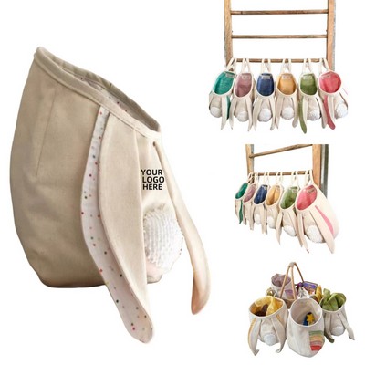 Easter Cotton Linen Cute Bunny Ears Tote Bag